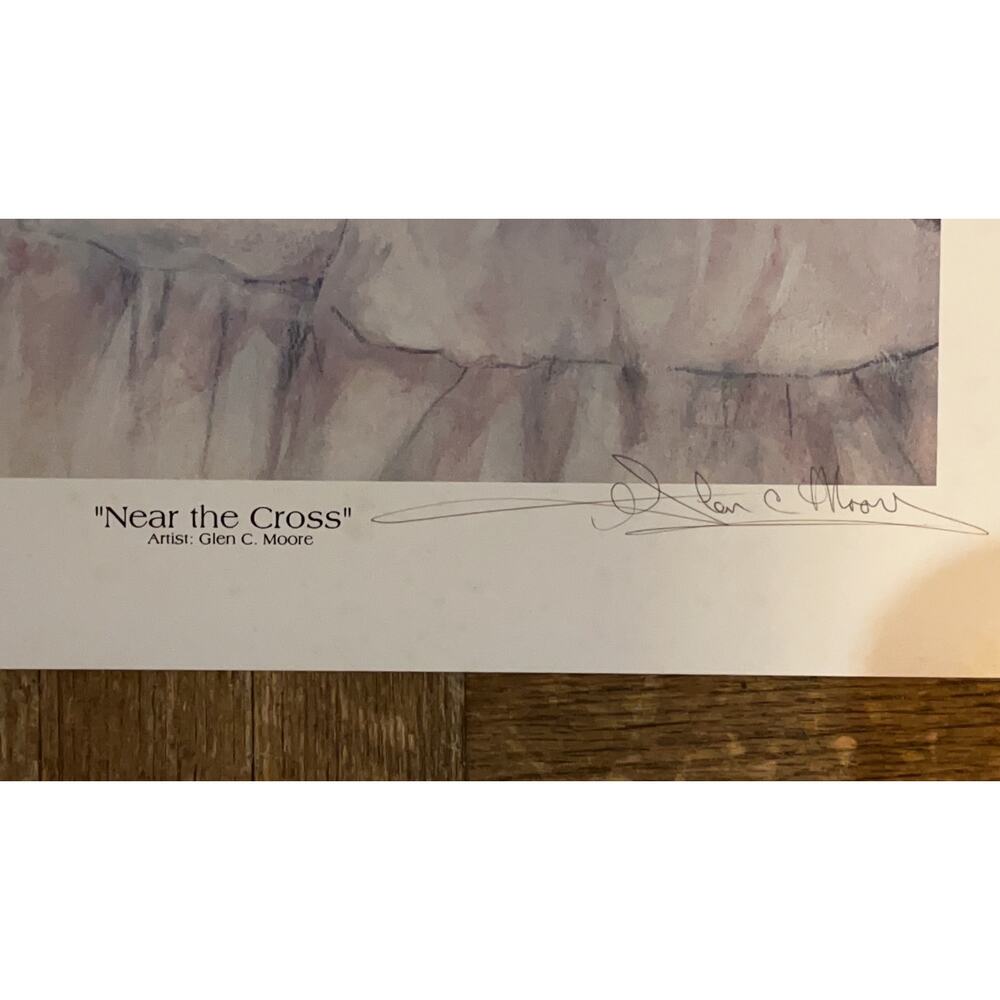Near the Cross Glen C. Moore Vintage Print 1991 - Signed - African American Art - Picture 4 of 9